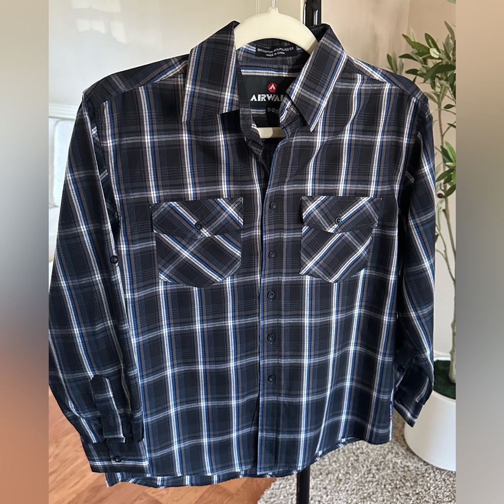 Airwalk Boys Black Plaid Shirt